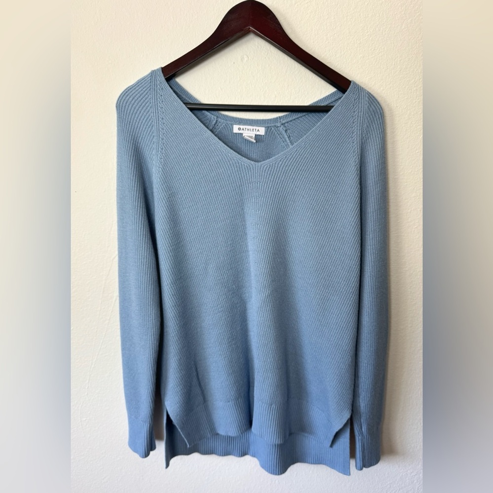 Athleta Light Blue V-Neck Sweater